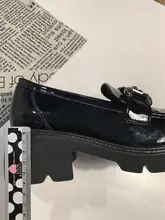 厚底レディースローファーシューズ【水晶装飾・合皮・春用・イギリス風】