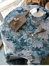 アメリカンカントリースタイル ビンテージ調 フラワーデザイン ブルーテーブルクロス【カバー・装飾用】