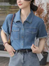 デザイン性に優れた夏用短袖デニムジャケット【韓国風・女性用・薄手】