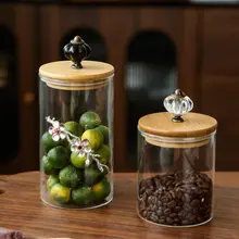 保存容器 耐熱ガラス 密閉 竹蓋 家庭用 キッチン お菓子 穀物 コーヒー 茶葉 収納