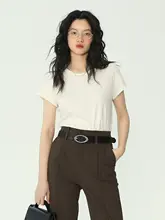 レトロデザインのショート丈Tシャツ【女性用・クルーネック・フィットスタイル・夏用】