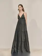 白弓のリゾートシリーズ エレガントなカラーコンビネーションのカシュクールマキシワンピース【夏用・キャミソール】
