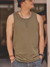 夏用 コットン製 ミリタリーグリーン ノースリーブ タンクトップ【ゆったりフィット】