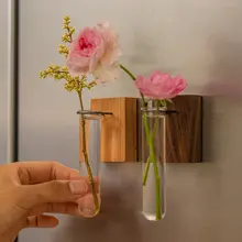 個性的な壁掛け試験管花瓶【水栽培・ガラス製・おしゃれな壁面装飾用】