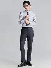 羊毛と桑蚕シルク混紡のビジネススーツパンツ【秋用・男性用】