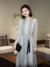 グラデーションカラーのモールスキンワンピース【桑蚕絲・詩的デザイン】