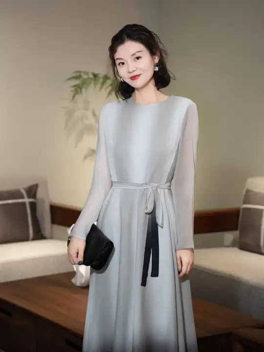 グラデーションカラーのモールスキンワンピース【桑蚕絲・詩的デザイン】