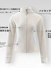 デザイン感ある立ち襟の厚手パーカー【秋冬用・ウエストシェイプ・ファスナー付き・オーリッチフリース】