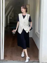 エイチーブンスタイル Tシャツワンピースとウエストシェイプスーツベストのコ  ーディネート（セットアップ対応）