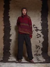 ストライプデザインデニムパンツ【オリジナル・ストレートフィット・快適コットン・カジュアル】