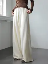 ワイドパンツ レディース オフホワイト ハイウエスト ドレープ感 ルーズ カジュアルパンツ 春 秋 「JWUNIQUE」