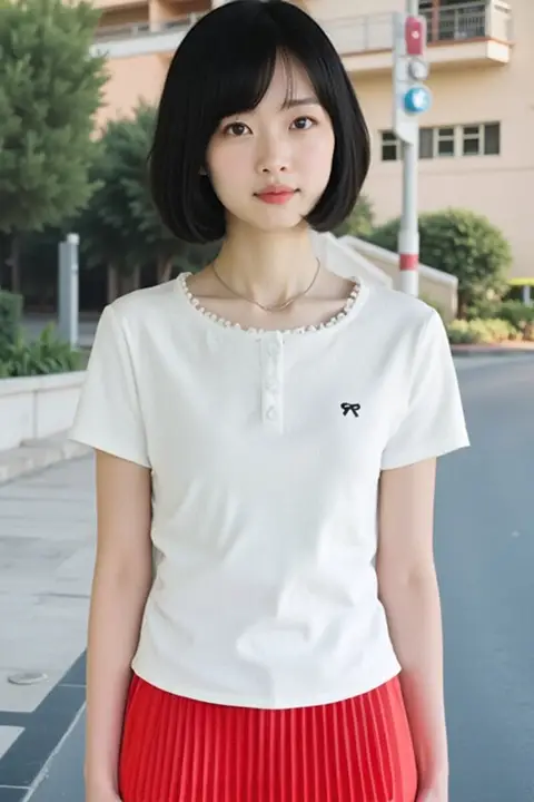 レディース 夏用レースリボン付きフィットTシャツ【ウエストシェイプ・短丈】