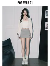 スカートパンツ レディース ヨガ アメリカンカジュアル おしゃれ ハイウエスト Aライン タイトフィット インナーパンツ付き 「Forever21」