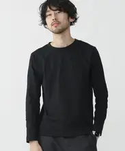 ユニセックス コットン ラウンドネック 長袖 Tシャツ【カジュアル・ゆったりフィット・秋用】