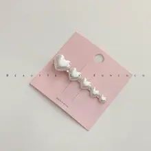 パールデザインの一文字ヘアクリップ【シンプル・フランス風・女性用】