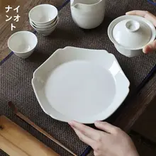 陶製 中華風プレート【灰釉・レトロデザイン・デザート皿】