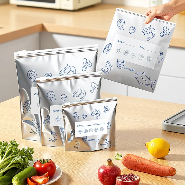 アルミ箔製 食品保存用密封袋【冷凍用・家庭用・厚手・ジッパー式】