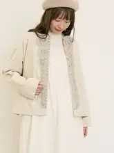 秋季の新作！レトロ風刺繍付きラウンドカラーのゆったり外套【カジュアル・女性用】（セットアップ対応）