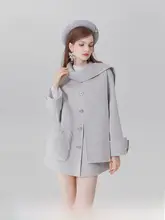 秋冬用のオルタナティブスタイルのダブルフェイスウールコート【月雾灰・囲みデザイン】