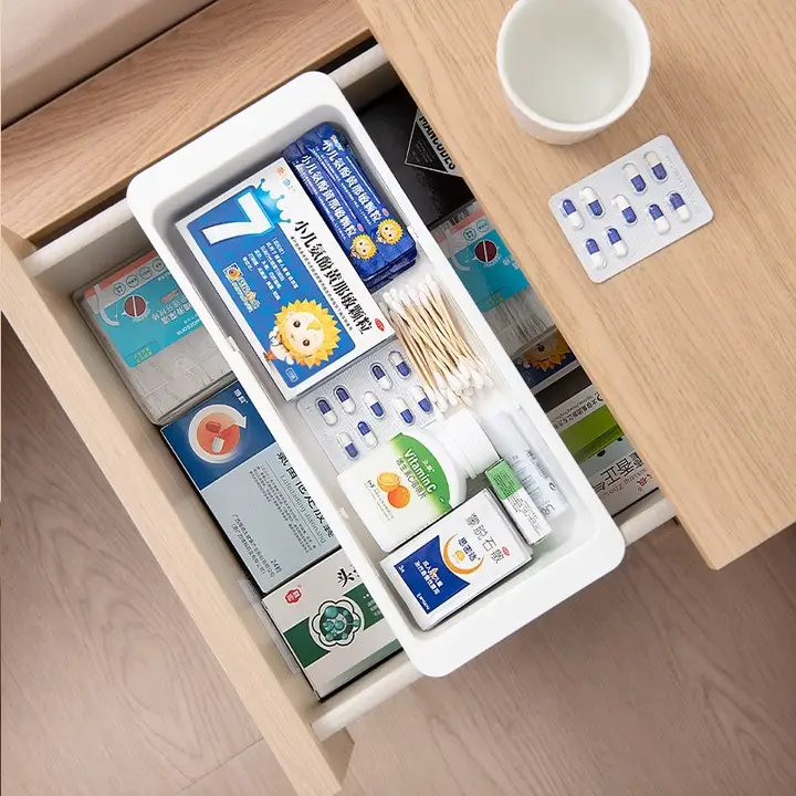 深い引き出し用組み込み収納ボックス【伸縮可能・カトラリーや化粧品の仕分けに最適・多層設計】