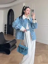 SVLI ボーイフレンドデニムジャケット・デニムワイドパンツ【ベルベット切り替え】
