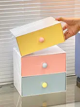 化粧品収納ボックス【積み重ね可能・引き出しタイプ・ホコリ防止・デスクトップ用】