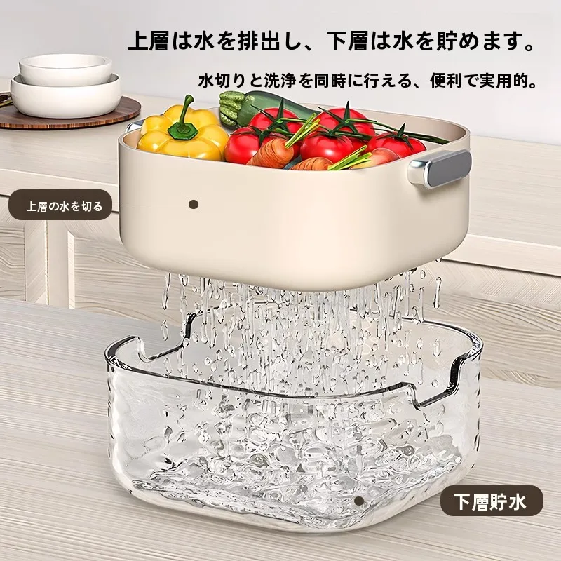 二層式洗面器と水切りバスケット：キッチンシンク周りのシンプルで実用的なレイアウト解決策