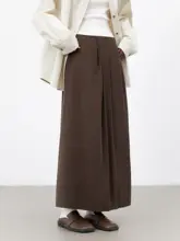 文芸的な雰囲気のマット仕上げロングスカート【フィット・ドレープ感あり・ウエストゴム】
