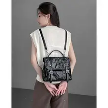 レトロなデザインのリュックサック【女性用・多機能・シワ加工】（セットアップ対応）
