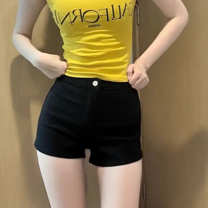 美姿衣舍 レディース ハイウエスト デニムショートパンツ【梨型体型・スリムデザイン・夏用】