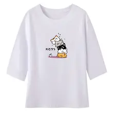 純綿の白い七分袖Tシャツ【ゆったりシルエット・ローズピンク・秋用】