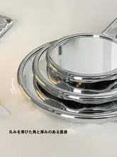 レトロデザインのハンドヘルド化粧鏡【女性用・携帯便利・補正用・手持ちタイプ】