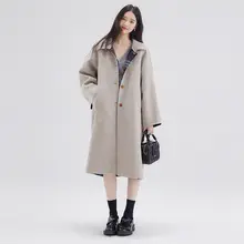 全毛手作りリバーシブルチェックコート【冬用・2way・クラシックデザイン】