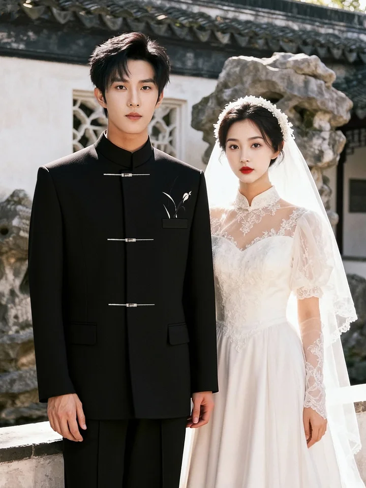 新中式スタイルのスーツジャケット【男性用・演出用・結婚式対応】（セットアップ対応）
