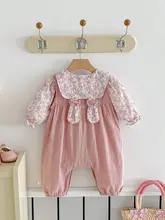 春用 ベビーガール ボディスーツ 花柄 ドールカラーシャツ 可愛いサロペット（セットアップ対応）