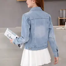 薄色の大きいサイズデニムジャケット【短丈・韓国風・フィットしたシルエット・学生向け】