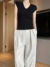 AYINGJIA レディース VネックタイトフィットTシャツ【春用・短袖・ニット・スリムデザイン】
