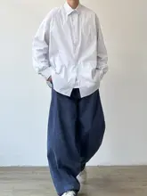 カジュアルストライプシャツ【男女兼用・春秋用・長袖・ゆったりシルエット】