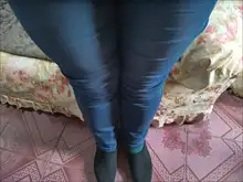 女性用極大サイズデニムパンツ【ハイウエスト・ストレート・コットンストレッチ】