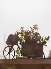 アイアン製 自転車型花瓶【レトロスタイル・多肉植物用・庭やバルコニーの装飾】