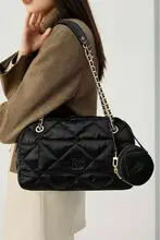 レトロサテン仕上げのボーリングバッグ【ショルダー＆ハンドバッグ】