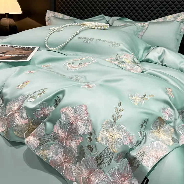 奥地利製 天絲素材 夏用肌触りの良いベッドシーツ【滑らかな質感・四点セット】（セットアップ対応）