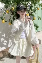 夏季リゾートコーデに最適！軽量UVカットジャケット【カジュアル・小型サイズ・フレアスカート付き】（セットアップ対応）