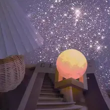 3D月球ランプ【クリエイティブなナイトライト・寝室用・ロマンチックな星空照明】