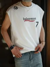 アメリカンスタイルのプリント丸首タンクトップ【メンズ・夏用・極上の柔らかさ・ゆったりシルエット】