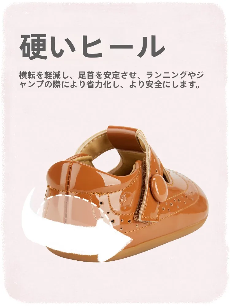 真皮製軟底女児用通気性マジックテープ学習靴：早期教育における安全で快適な学步支援