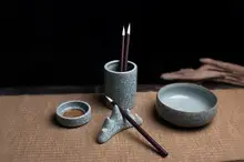 青瓷製 文房四宝用品【筆洗・硯・筆立て・筆筒・書道用・陶器】（セットアップ対応）