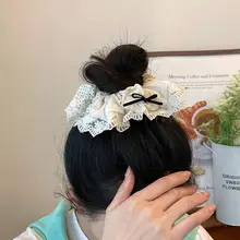 レースエッジのサークルヘアゴム【女性用・高級感・お団子ヘア用・ヘアアクセサリー】