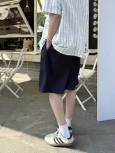 ハーフパンツ メンズ カーゴ ルーズ シンプル 無地 ネイビー 夏 カジュアル ストリート