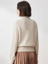 科蒙博カ 半高領オフショルダー デザインニットセーター【女性用・ウール混・秋冬用】